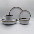 Hoogwaardige luxe gouden rand steengoed servies sets